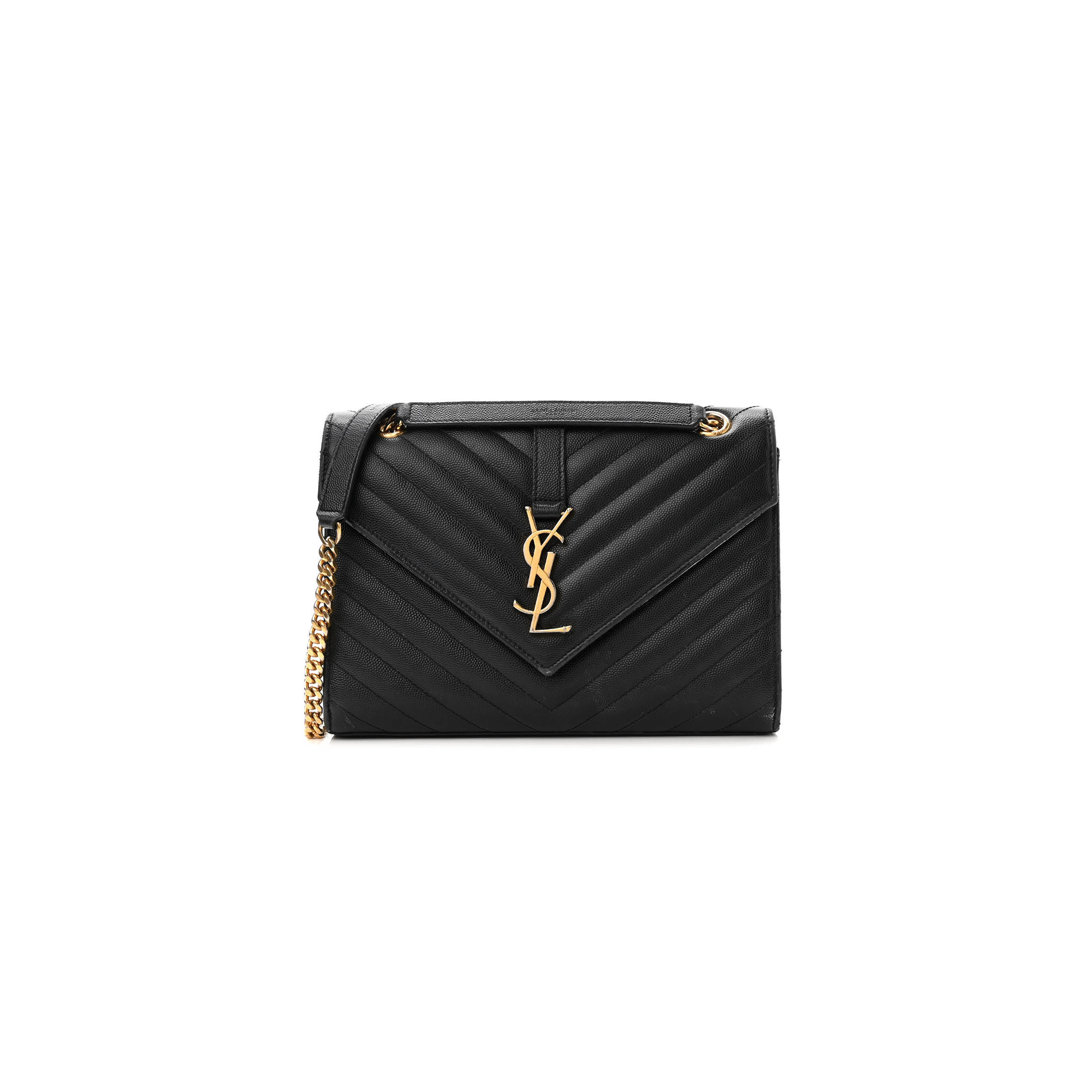 YSL MATELASSE CHEVRON MEDIUM SATCHEL BLACK 1187413 (24*17.5*6cm)